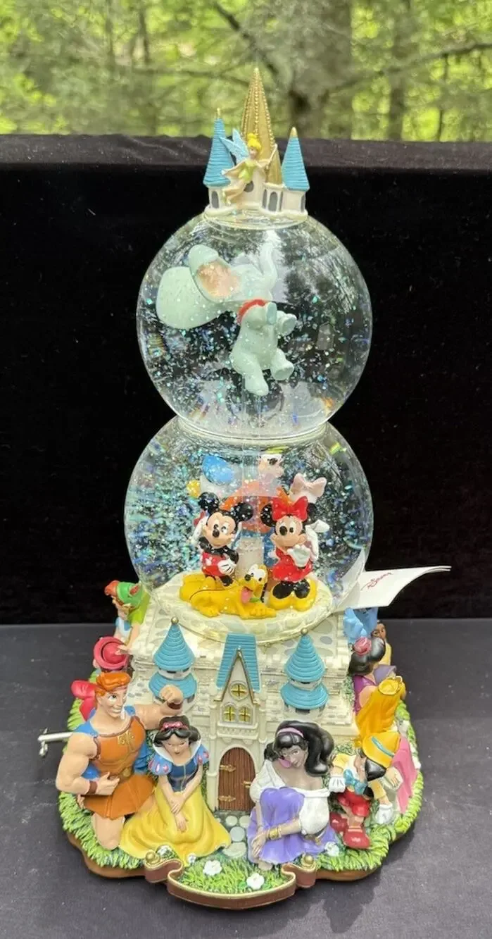 Vintage Disney “A Magical Gathering” Double Snow Globe-Music Lights Movement MIB